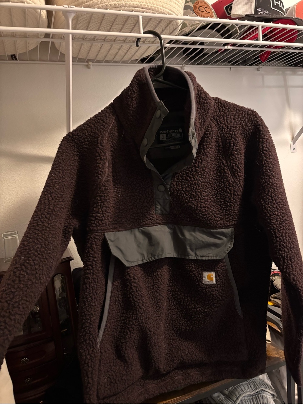 Maroon Carhartt Brown Sherpa Snap Pullover